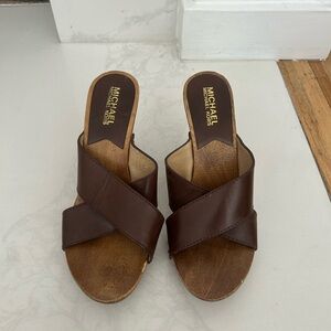 Michael Kors Dark Brown Leather Mules